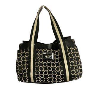 Tommy Hilfiger TH logo jacquard tote bag in brown & beige with faux leather trim